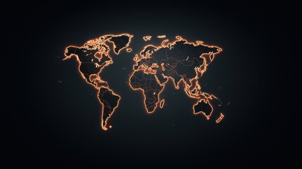 World Map Fiery Outline