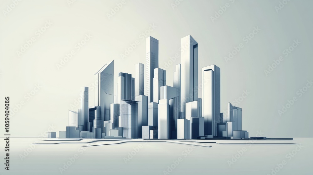 Aufkleber the artwork showcases a futuristic city skyline characterized by sleek architecture and precise geom