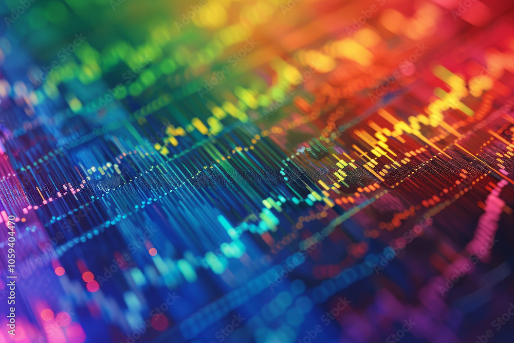 Poster a colorful graph with many lines and dots