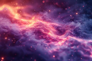 A colorful galaxy with purple and orange swirls and stars