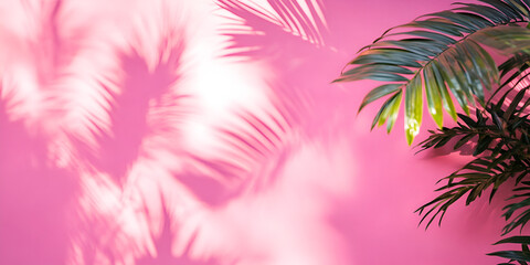Pink Toned Palm Leaf Shadows on Pastel Background