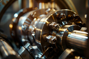 A large metal object with many bolts and screws