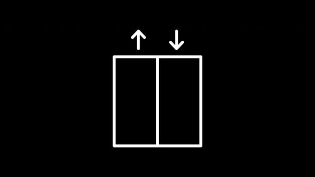 Elevator animated line icon. White color line icon animation. 4K video with transparent background
