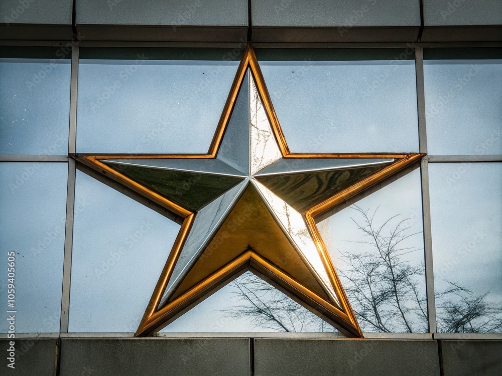 Poster retro chrome star shape 3d rendering with vibrant gradient colors for creative design projects