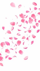 Pink petals swirling in air