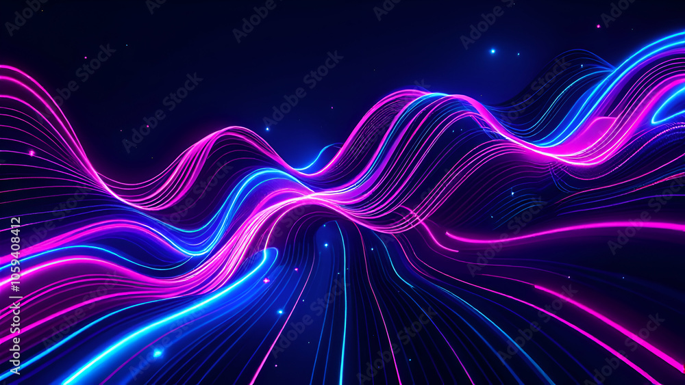 Poster dynamic neon waves abstract pattern futuristic background