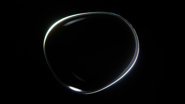 Abstract 3D shape animation loop futuristic chrome holographic prism transparent liquid oil gasoline bubble sphere blob fluid gradient vibrant rainbow colors black backgrounds motion poster 4K 30 fps