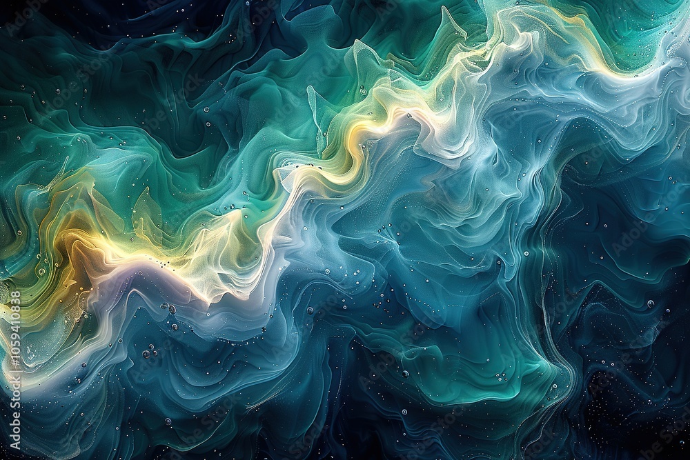 Poster the image is a colorful, abstract representation of a wave in the ocean