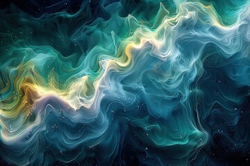 Fototapeta premium The image is a colorful, abstract representation of a wave in the ocean