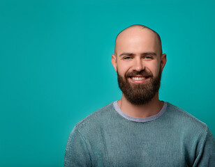 Fototapeta premium Happy Man Smiling Against Colorful Studio Background