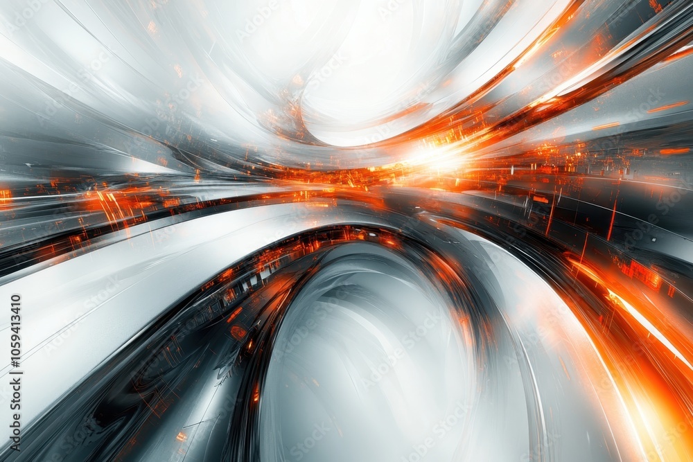 Aufkleber dynamic abstract design with swirls of silver and orange light in a futuristic setting