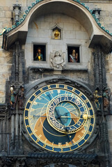Astronomical clock, famous landmark in Prague, capital of Czech Republic. Architecture photo.