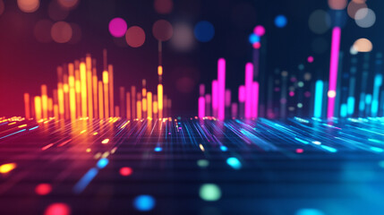 Fototapeta premium Dynamic visualization of marketing performance metrics and strategic opportunities using colorful data points and graphs-2