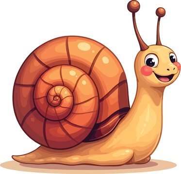 recommend clip art: A Cute Hand Drawn Snail Smiling Cartoon Flat Character Illustration Animal Nature Icon Concept