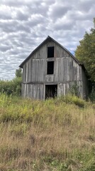 Obraz premium Large, old barn with a lot of grass around it