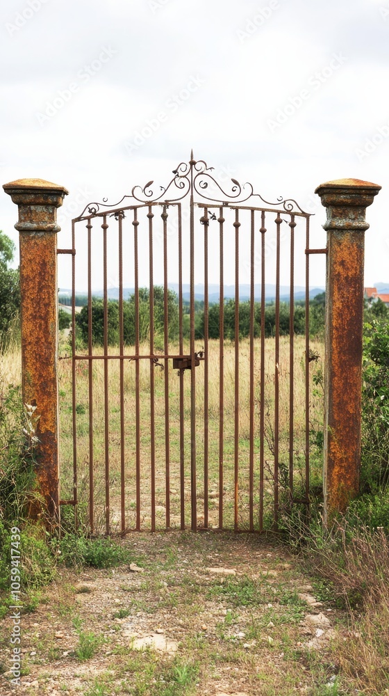 Poster Rusted gate with a lock on it