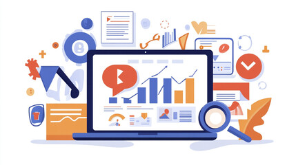 Innovative tablet design featuring a blend of SEO keywords and content strategies, capturing the essence of digital marketing-4