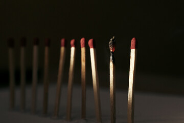 matches on black background