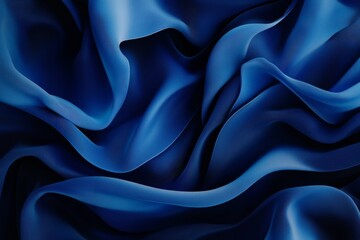 Obraz premium twisting blue waves against a dark blue background, intricate flow and depth, soft glow highlighting wave contours, gradient effect from light to dark blue