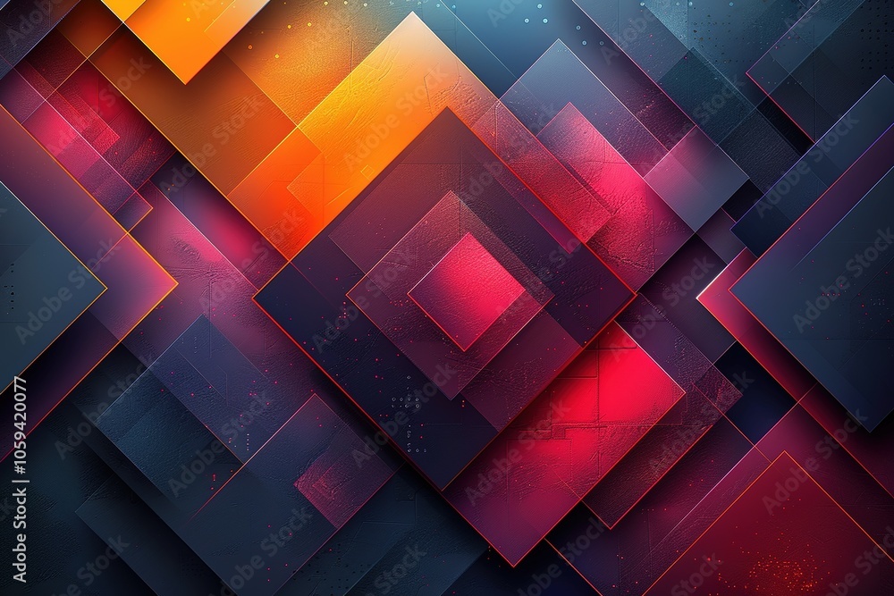 Poster a colorful abstract image with squares and triangles