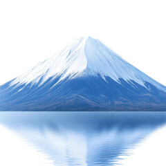 Snow capped mountain reflecting in a serene lake transparent