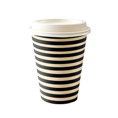 Striped takeaway cup on a plain background transparent