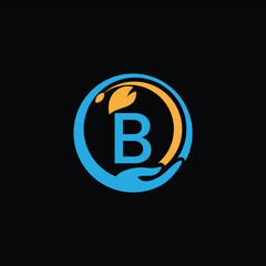 Modern Care Symbol With Letter B Logo