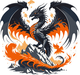 A-black-and-orange-dragon-wit...