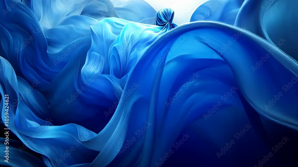 Aufkleber a close-up of blue silk fabric swirling in the air, creating a soft and abstract pattern