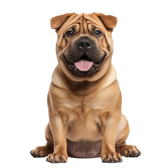 Obraz premium Happy Shar Pei dog sitting on a white background transparent