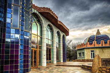 Stunning Architectural Photography of Tanzanite-Inspired Structures with Vibrant Colors and Unique Designs