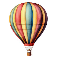 Colorful hot air balloon soaring in clear sky transparent