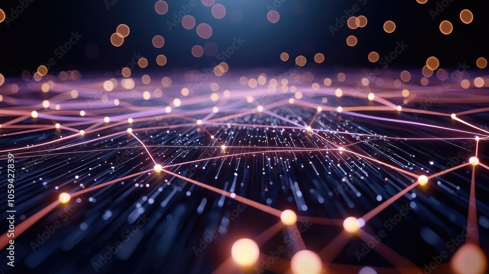Poster abstract network visualization with glowing connections