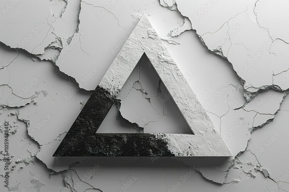 Poster a triangle with a black and white border is displayed on a white background