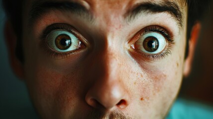 A person's face showing surprise only after their heart skips a beat, representing the James-Lange theory