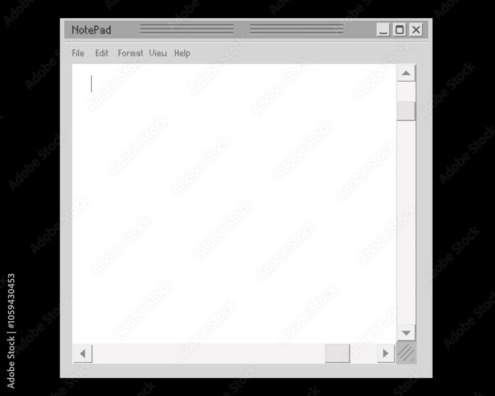 Aufkleber Old computer notepad template. Web notebook for notes text blank screen with scroll cursors user friendly retro interface informational vector notes