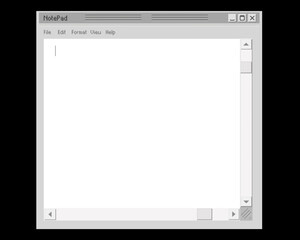 Old computer notepad template. Web notebook for notes text blank screen with scroll cursors user friendly retro interface informational vector notes