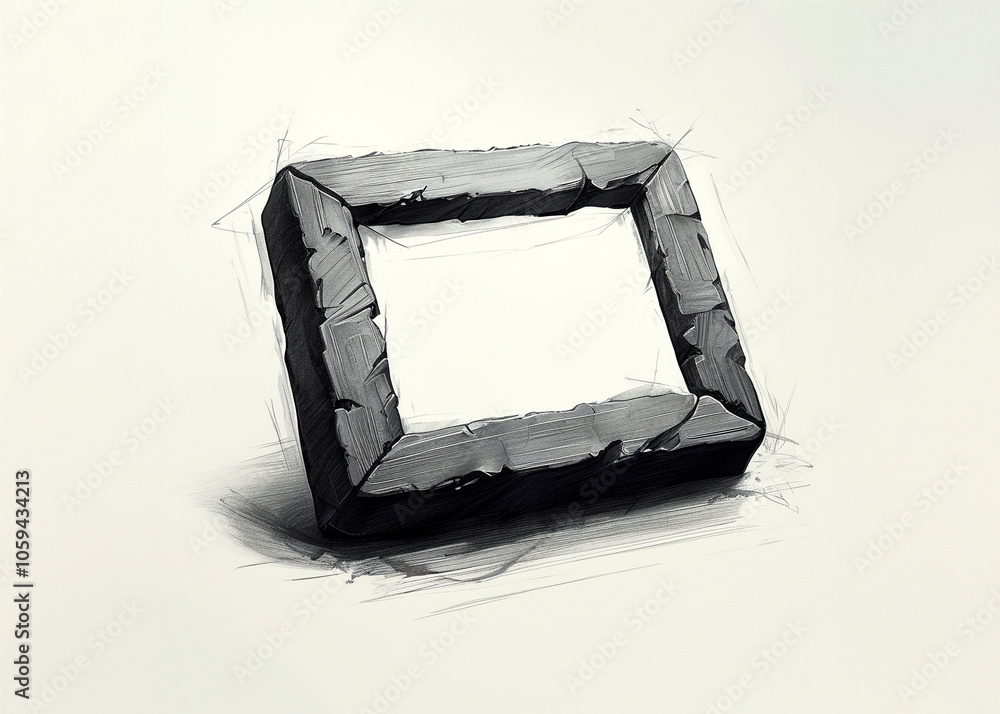 Poster an artistic interpretation of a blank frame set against a minimalist backdrop