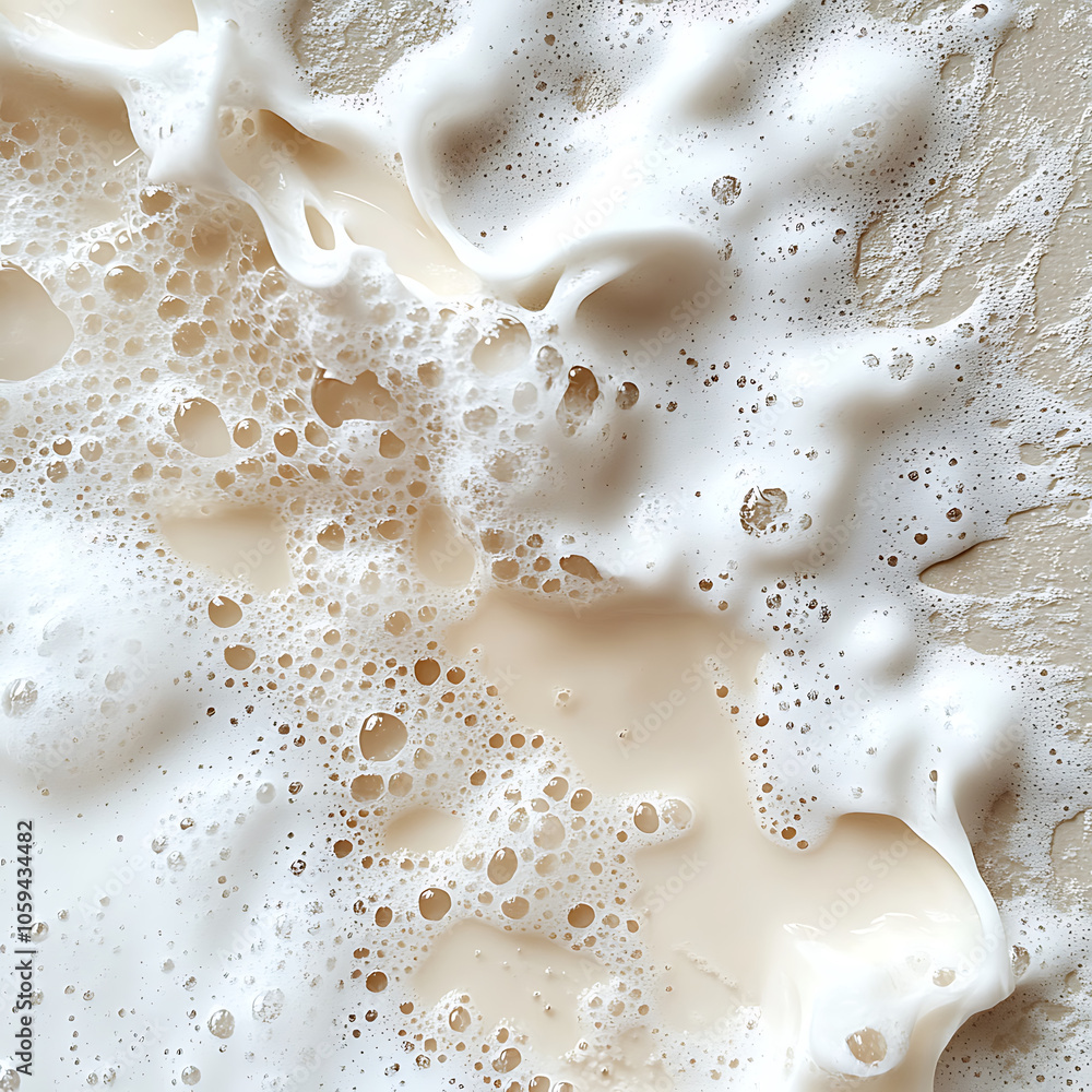 Poster soapy foam cleanser with bubbles and creamy texture on surface. image captures essence of cleanlines