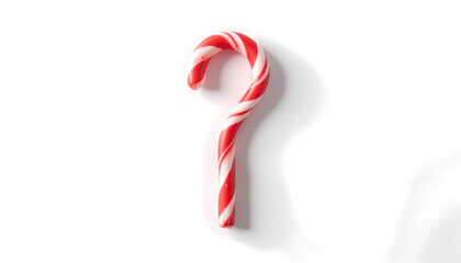 Red and white candy cane on clean white background