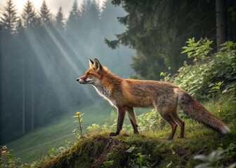 Fototapeta premium Stunning Red Fox in Nature - Wildlife Photography for Nature Projects