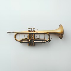 Fototapeta premium A gleaming gold trumpet on a white background.