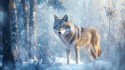 Obraz premium wolf in the snow painting