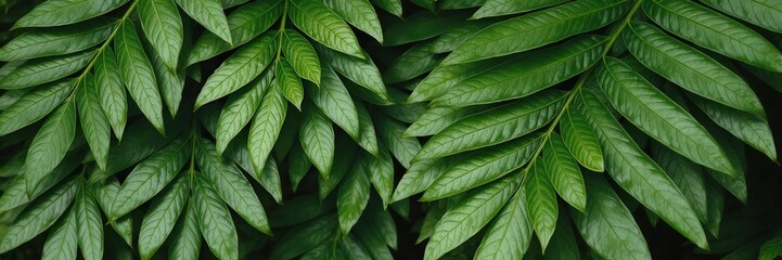 Fototapeta premium Closeup of lush green tropical leaf background, closeup, tropical plants