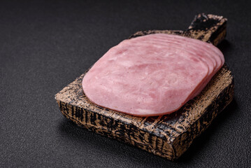 Ham, spam with salt, spices and herbs cut into slices