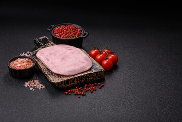 Ham, spam with salt, spices and herbs cut into slices