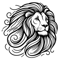 Fototapeta premium Line Art Lion Head