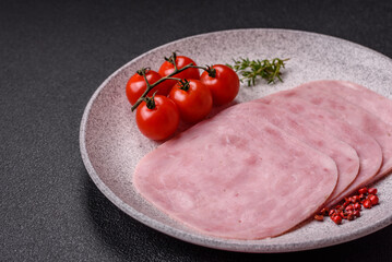 Ham, spam with salt, spices and herbs cut into slices