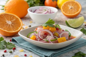 Surreal Ceviche Delights: Raw Fish and Citrus Fusion Artistry