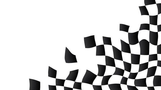 Motion race flag. Animated black and white checker pattern background.